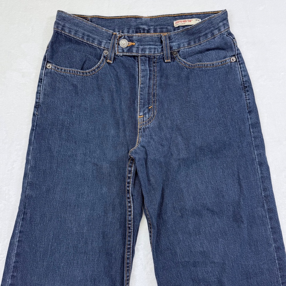 Vintage Levis Red Tab Wide Leg Dark Wash Jeans 50924-1418 Made in USA Size 5M JR - Picture 3 of 14